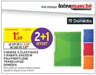 Chemise à élastiques 3 rabats 24x32cm polypropylène translucide Domédia