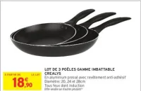 LOT DE 3 POÊLES GAMME IMBATTABLE CREALYS
