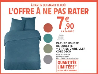 Parure housse de couette + 2 taies d'oreiller Cote Deco