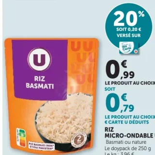 Riz micro-ondable U Basmati ou nature