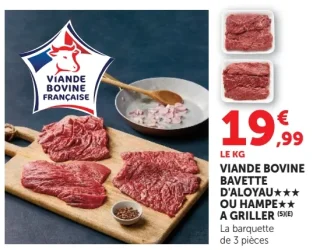 Viande bovine bavette d'aloyau ou hampe à griller