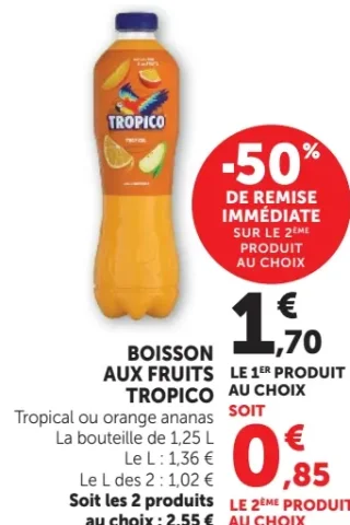 Boisson aux fruits Tropico au choix