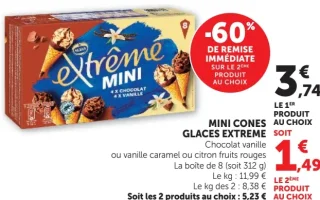Mini cônes glaces Extrême au choix