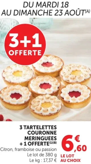 3 Tartelettes Couronne Meringuées + 1 Offerte