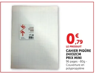 Cahier piqûre 24x32cm Prix Mini