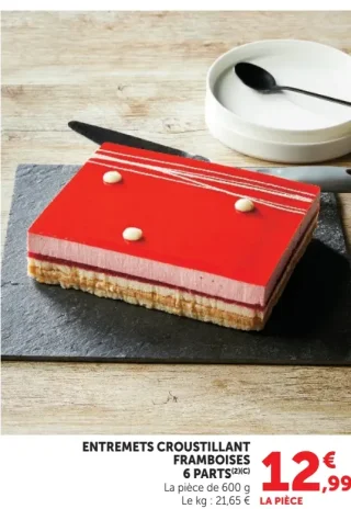 ENTREMETS CROUSTILLANT FRAMBOISES 6 PARTS