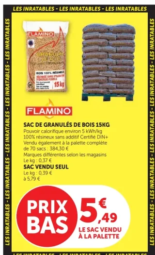 Sac de Granulés de Bois 15kg Flamino