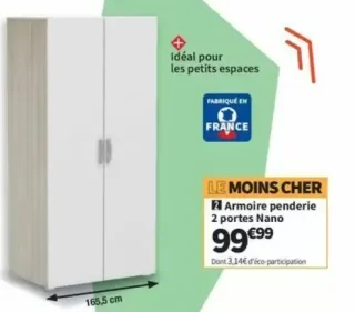 Armoire penderie 2 portes Nano