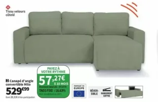 Canapé d'angle convertible Milo