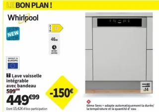 Lave-vaisselle intégrable Whirlpool W3PFD636X