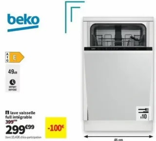 Lave-vaisselle full intégrable Beko