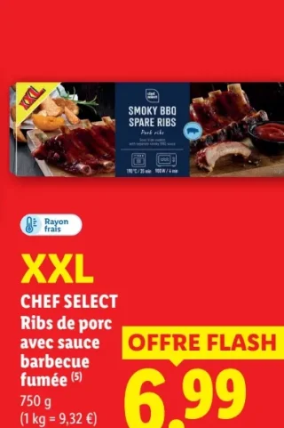 CHEF SELECT Ribs de porc avec sauce barbecue fumée
