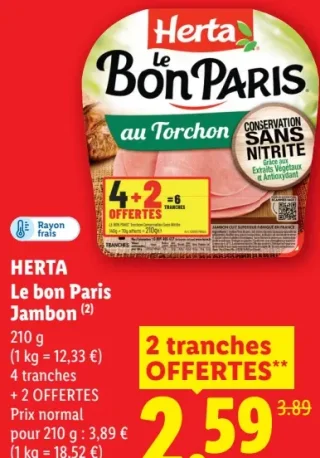 Herta Le bon Paris Jambon au Torchon