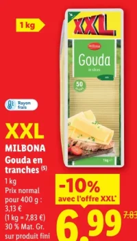 Milbona Gouda en tranches XXL