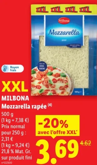 Milbona Mozzarella râpée XXL