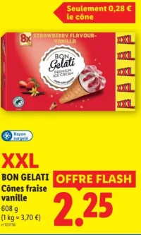 BON GELATI Cônes fraise vanille XXL