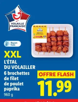 L'ÉTAL DU VOLAILLER 6 brochettes de filet de poulet paprika