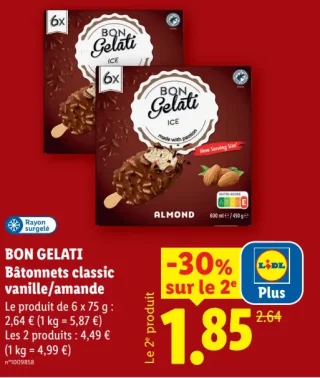 BON GELATI Bâtonnets classic vanille/amande
