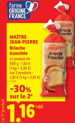 MAÎTRE JEAN-PIERRE Brioche tranchée