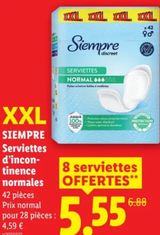 Siempre Serviettes d'incontinence normales XXL