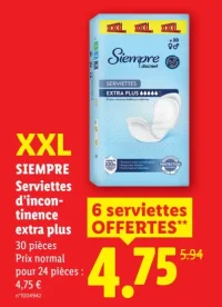 Siempre Serviettes d'incontinence extra plus XXL