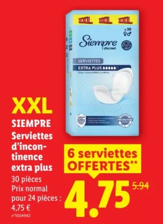 Siempre Serviettes d'incontinence extra plus XXL
