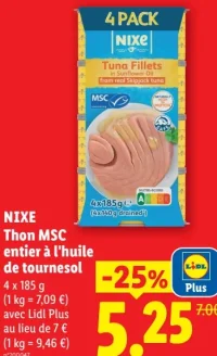 NIXE Thon MSC entier à l'huile de tournesol