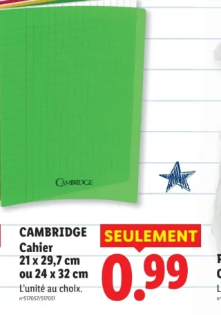 CAMBRIDGE Cahier 21 x 29,7 cm ou 24 x 32 cm