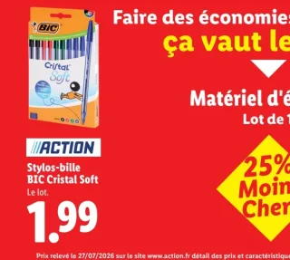 BIC Stylos-bille Cristal Soft Lot de 10