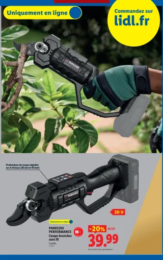 PARKSIDE PERFORMANCE Coupe-branches sans fil 20V