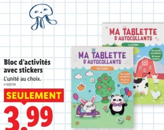 Bloc d'activités avec stickers