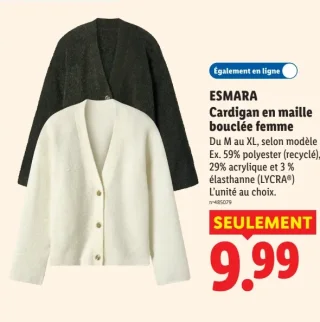 ESMARA Cardigan en maille bouclée femme