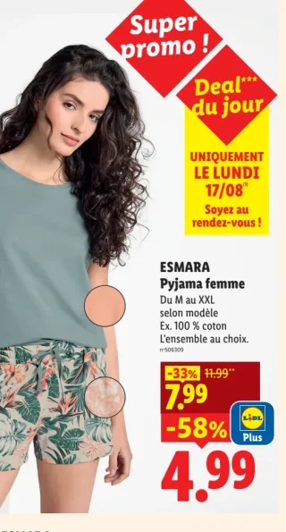 ESMARA Pyjama femme