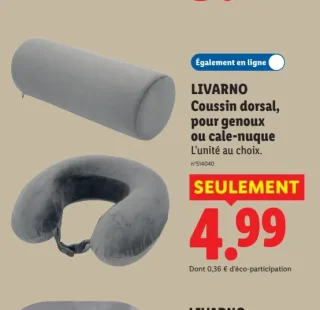 LIVARNO Coussin dorsal, pour genoux ou cale-nuque