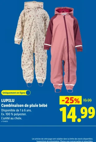 LUPILU Combinaison de pluie bébé