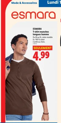 ESMARA T-shirt manches longues homme