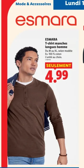 ESMARA T-shirt manches longues homme