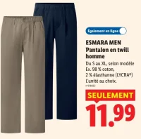 ESMARA MEN Pantalon en twill homme