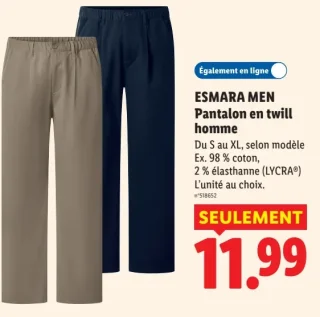ESMARA MEN Pantalon en twill homme