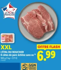 L'Étal du Boucher 6 côtes de porc échine sans os XXL