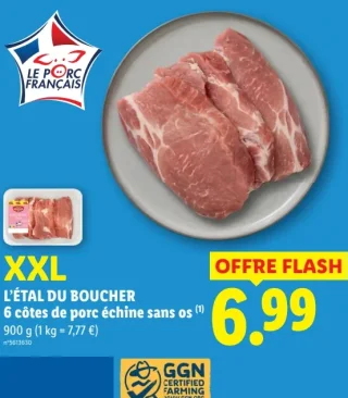 L'Étal du Boucher 6 côtes de porc échine sans os XXL