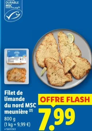 Filet de limande du nord MSC meunière