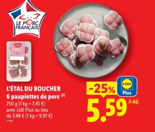 L'ÉTAL DU BOUCHER 6 paupiettes de porc