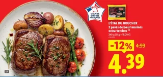 L'ÉTAL DU BOUCHER 2 pavés de bœuf marinés extra-tendres