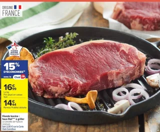 Viande bovine : faux-filet*** à griller