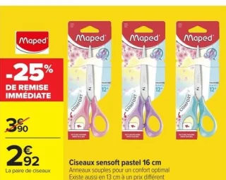 Ciseaux sensoft pastel 16 cm Maped
