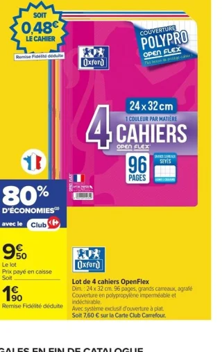 Lot de 4 cahiers OpenFlex Oxford