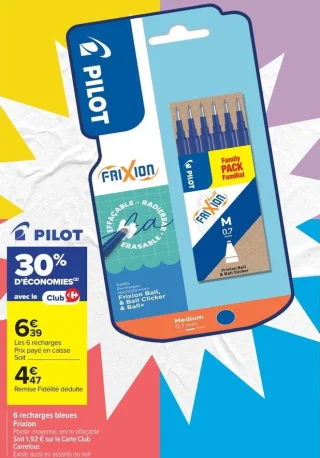 PILOT 6 recharges bleues Frixion