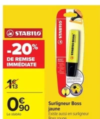 Surligneur Boss jaune Stabilo