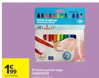 12 feutres pointe large Carrefour